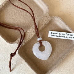 Heart Stone Pendant Necklace Long Chain Style_Cwaha08245