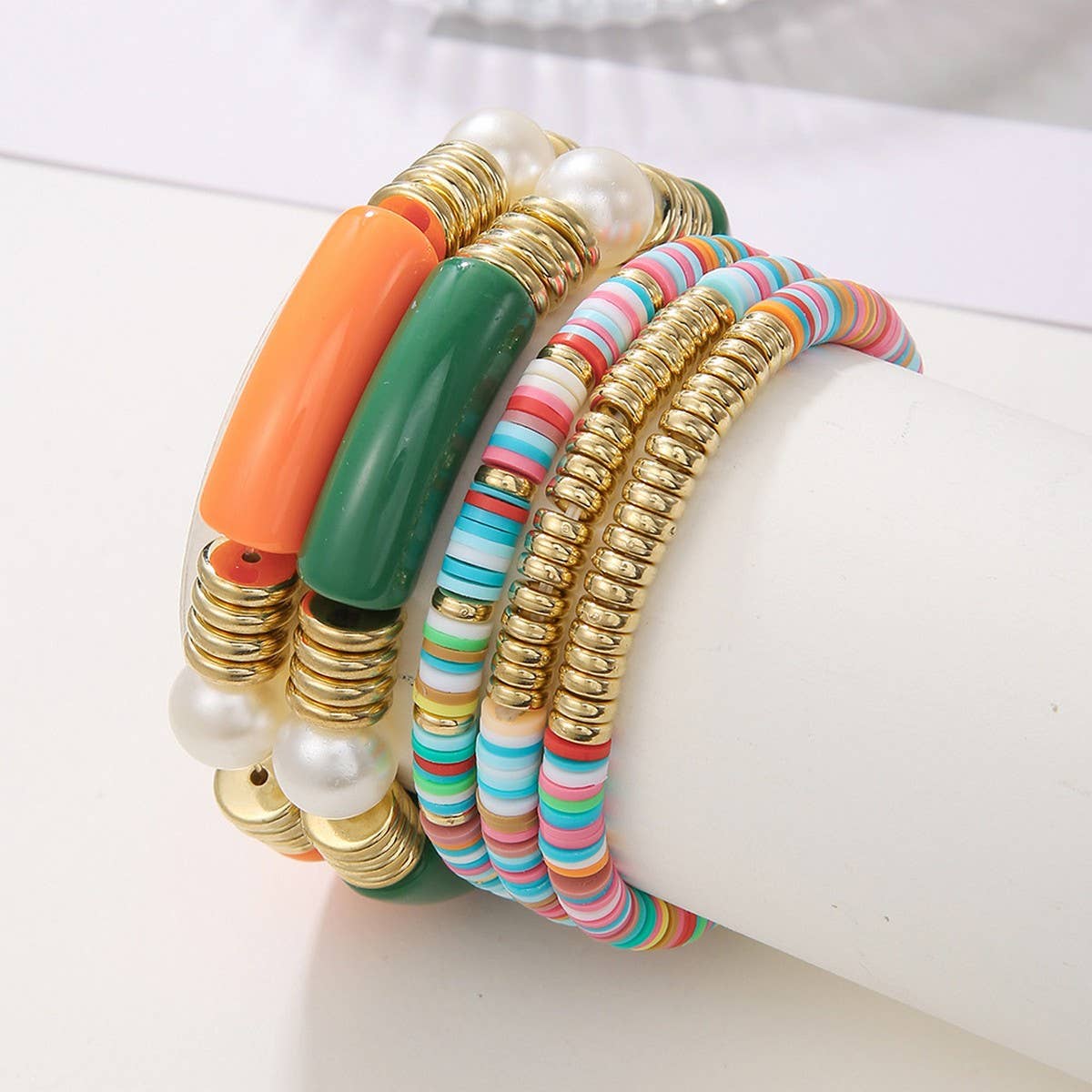 ETHNIC STYLE COLORFUL SOFT CLAY ACRYLIC BRACELETSET_CWMM3530