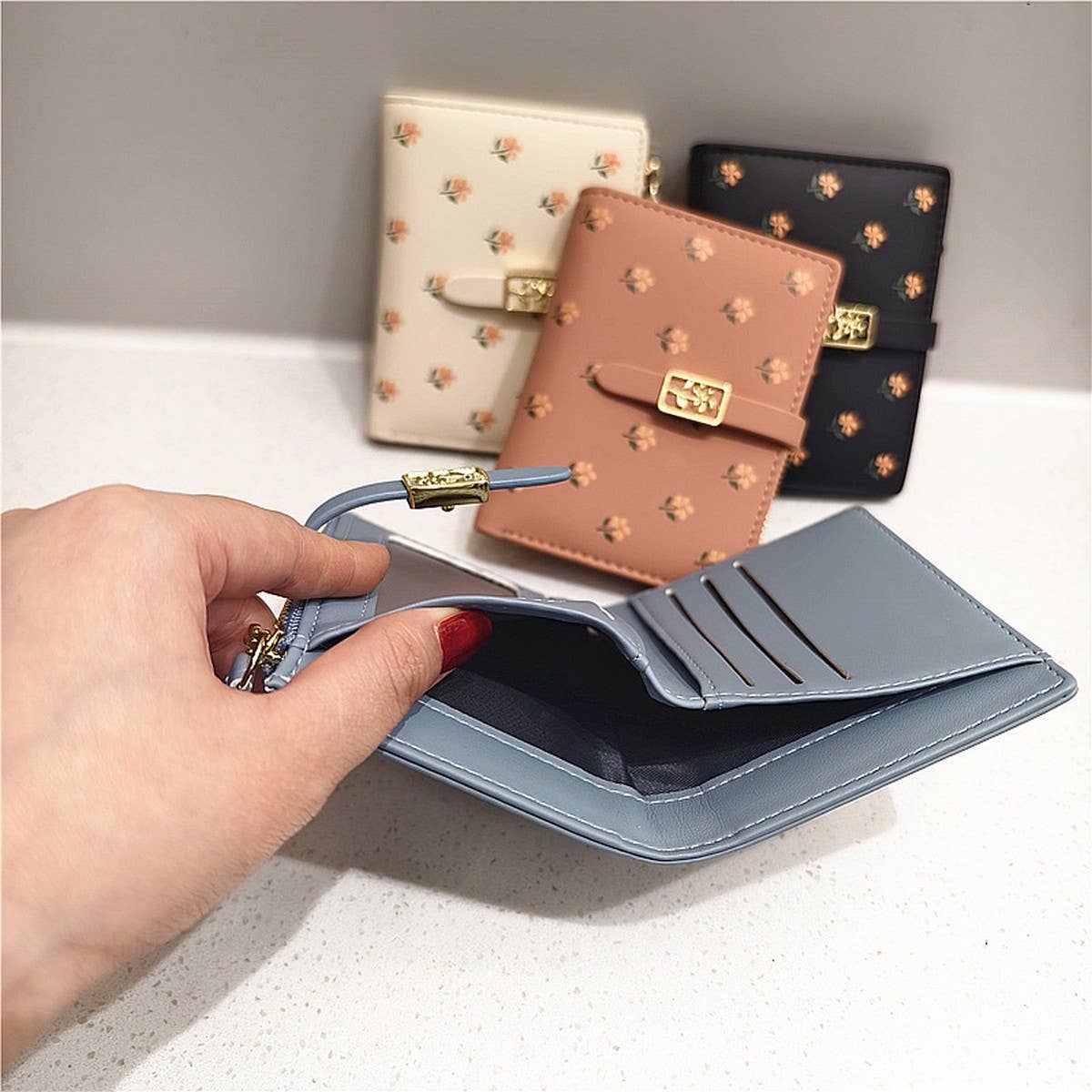 SMALL FRESH FLOWER PRINT SHORT WALLET_CWAB2550