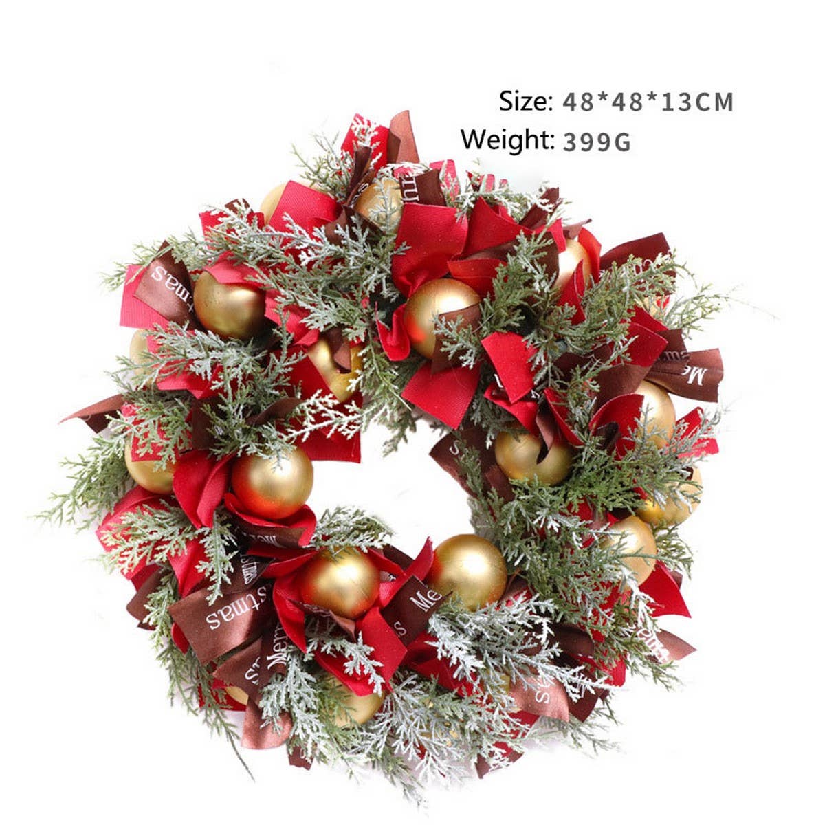 CHRISTMAS BALL GREENERY RIBBON WREATH WALL DECOR_CWMM9902