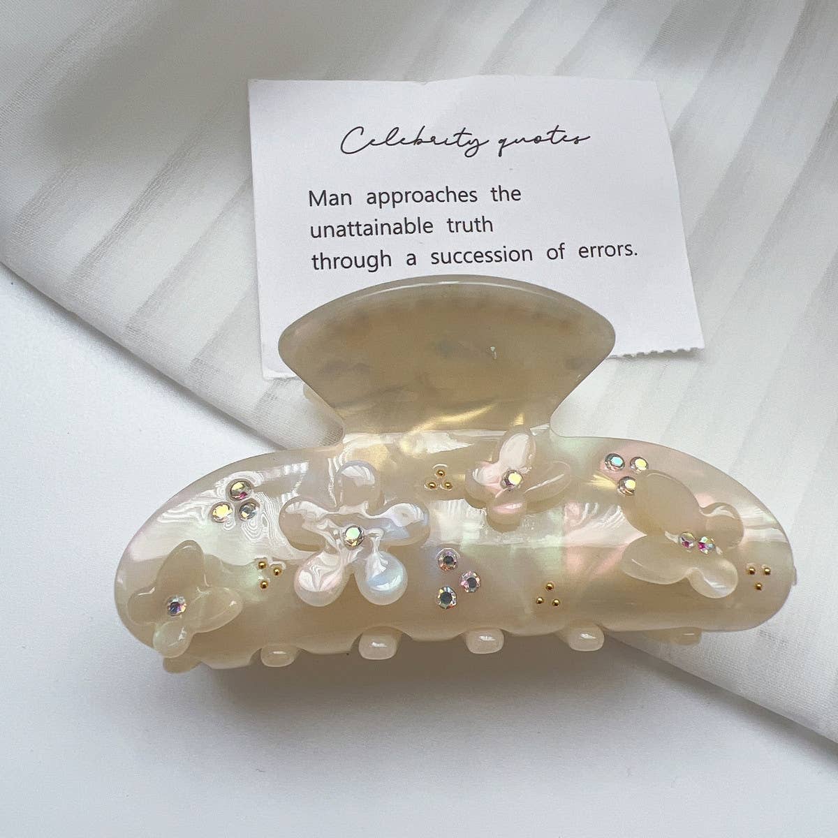 RHINESTONE FLOWER BUTTERFLY HAIR CLAW CHIC SPARKLE_CWAHA1348