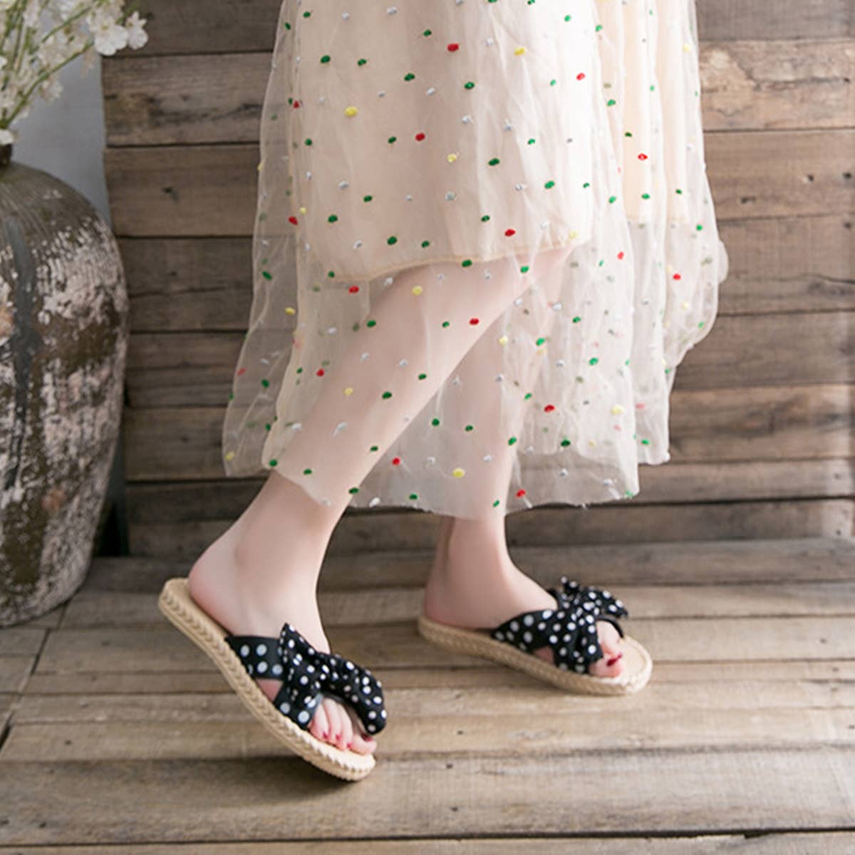 BOW DECORATED NON SLIP SLIPPERS FOR WOMENS_CWSHS0675