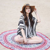 TASSEL STRIPE PRINT FRONT OPEN KIMONO FOR SUMMER_CWASC0795