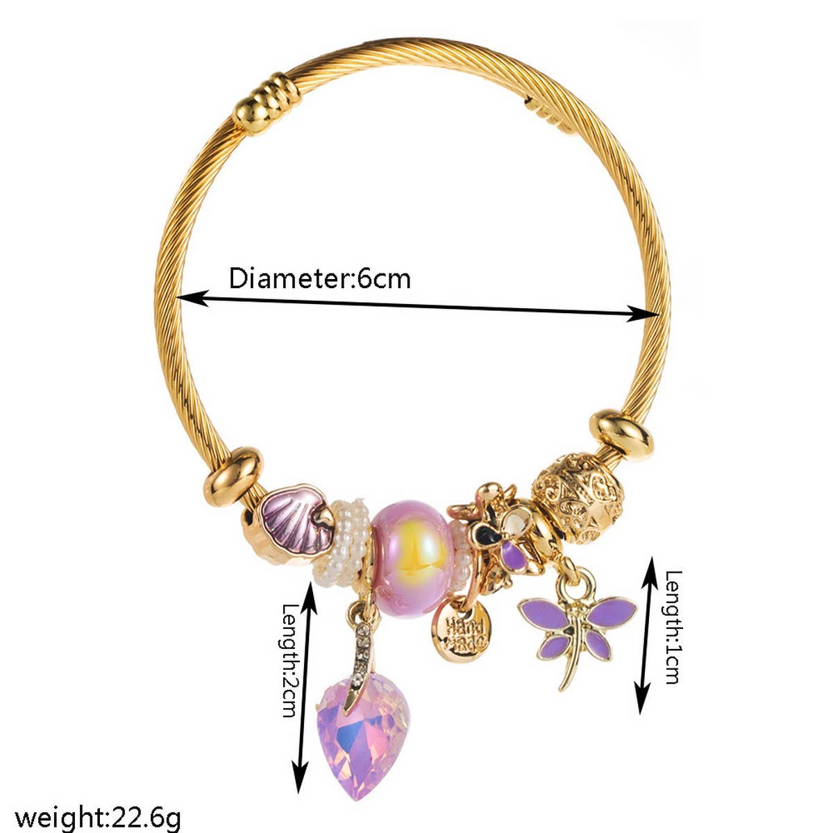 PERSONALIZED LETTER DRAGONFLY CHARM BRACELET_CWMM8603