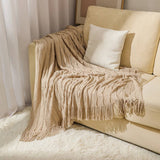 KNITTED THIN TASSEL SOFA BLANKET BED END BLANKET_CWMM0222