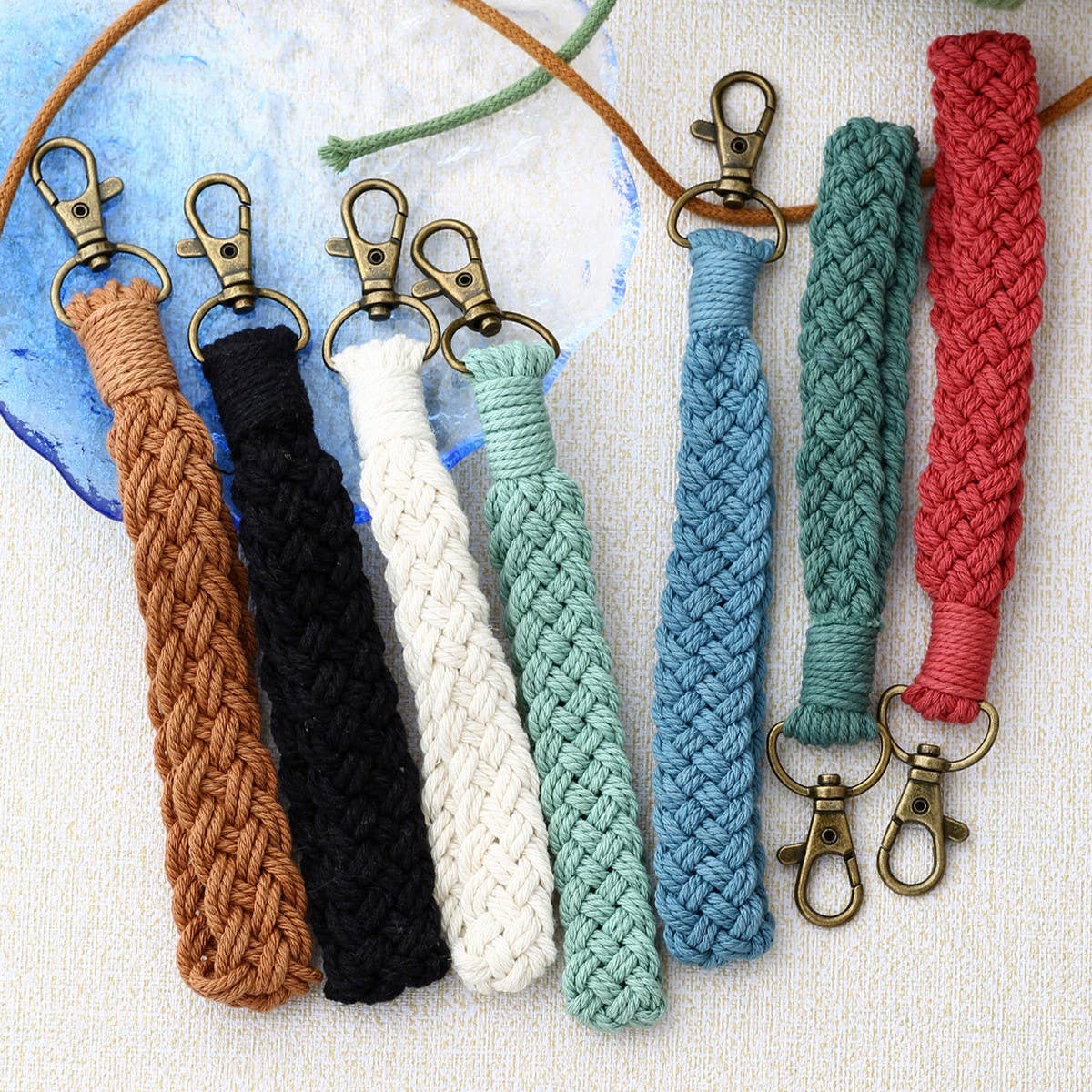 BOHO HANDMADE WOVEN STRIPE KEYCHAIN WRIST STRAP_CWAB5015