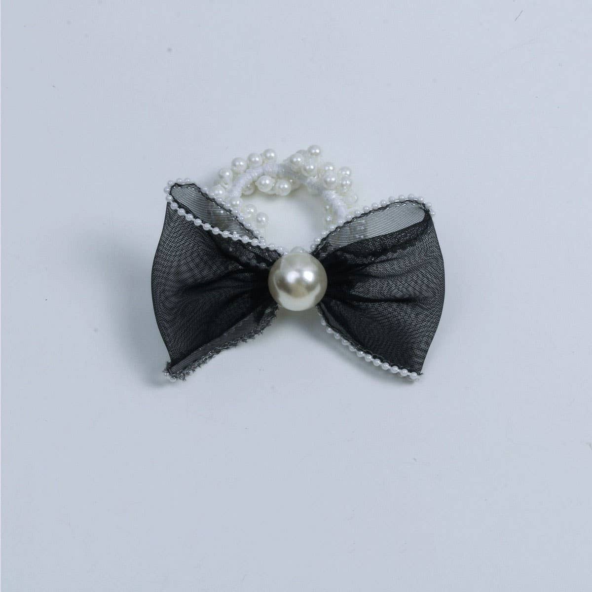 ELEGANT ORGANZA BOW PEARL HAIR TIE FOR WOMEN_CWAHA6885