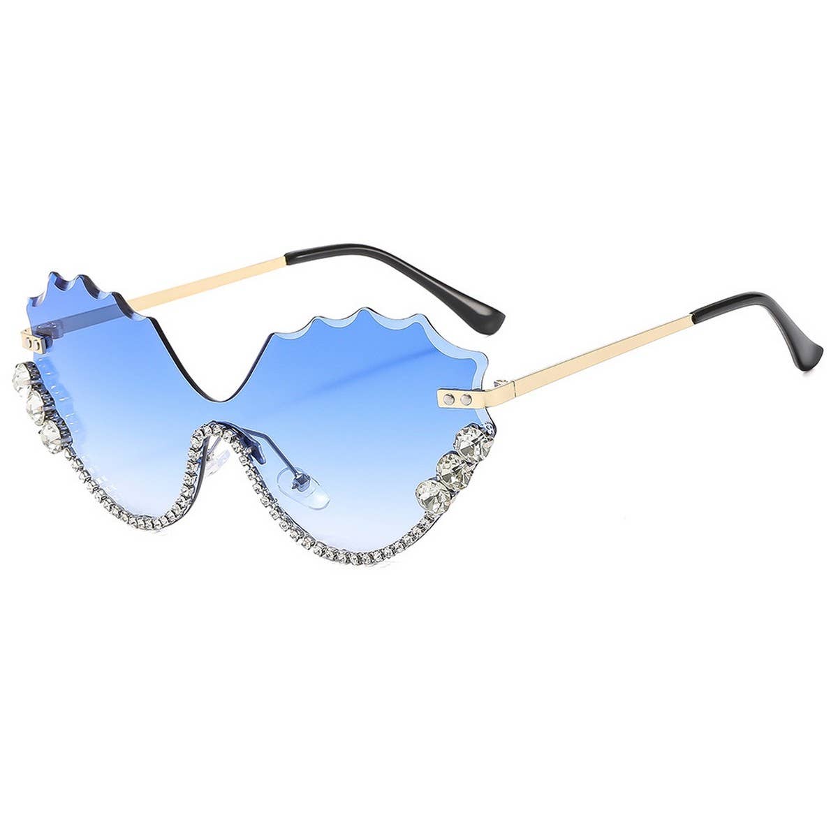 HALF FRAME WING CUTOUT RHINESTONE SUNGLASSES_CWASG1191