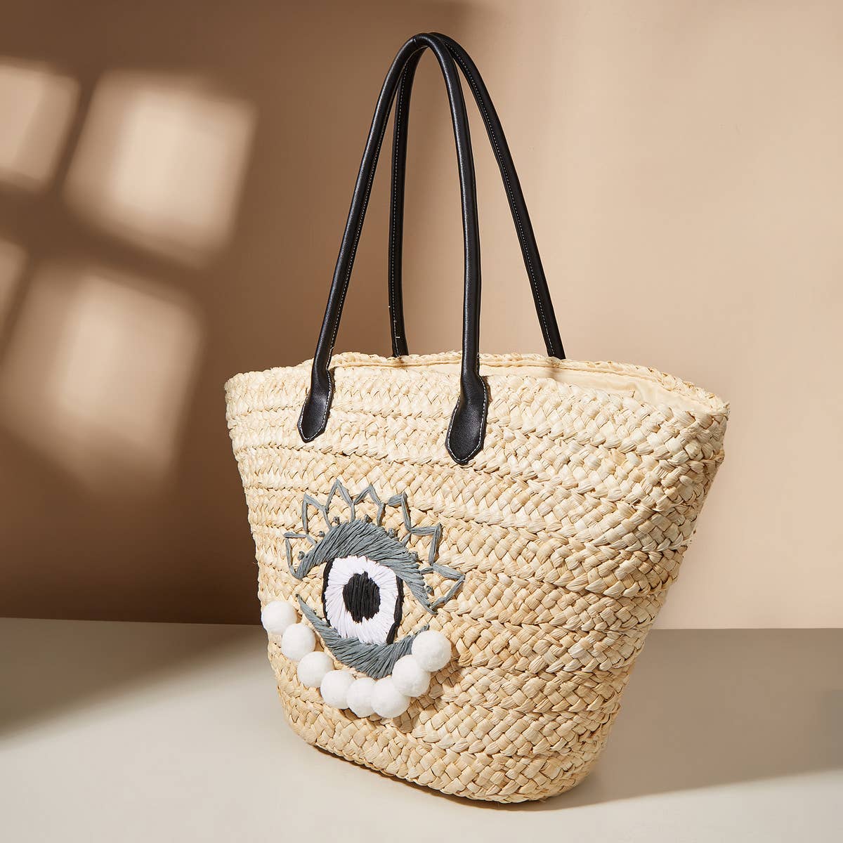 FASHION EYE PATTERN BEACH BAG WOVEN BAG_CWAB1983