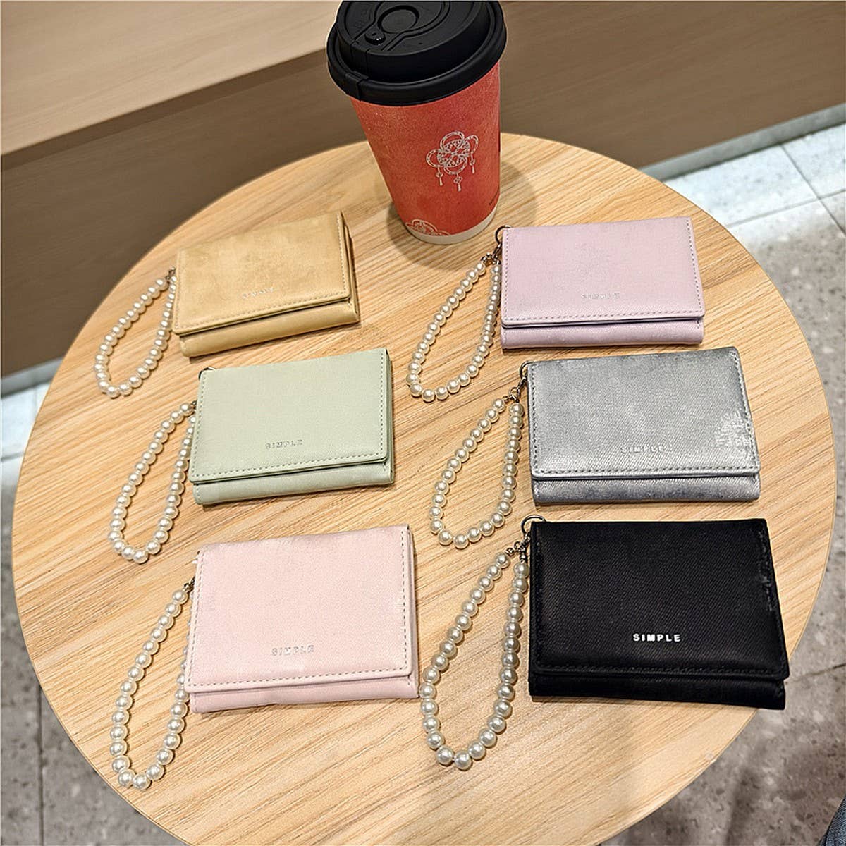 Velvet Pearl Letter Trifold Mini Wallet_Cwab06211