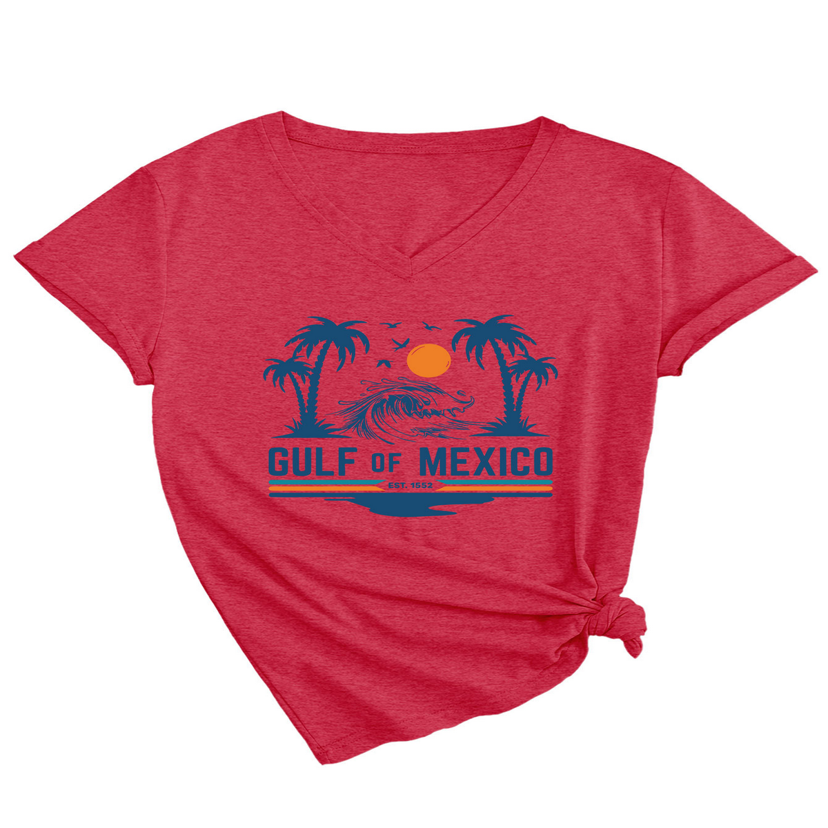 SLIM V NECK T SHIRT GULF OF MEXICO EST PRINT_CWTTS1538