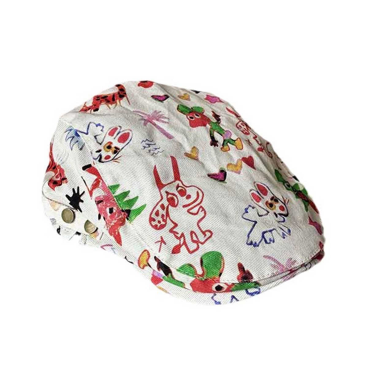 RETRO FUNNY GRAFFITI FORWARD CAP BERET_CWAB2899