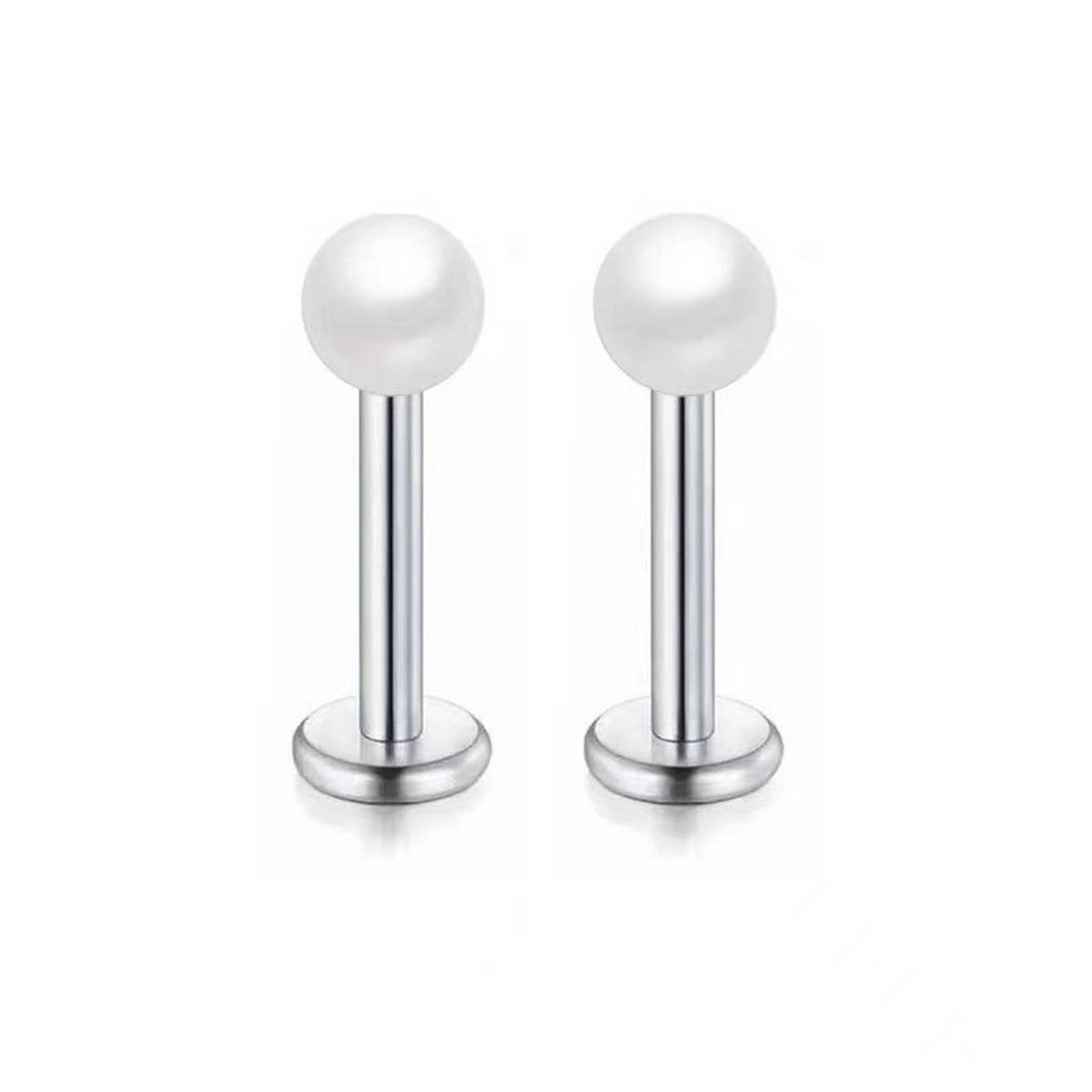 STAINLESS STEEL PEARL LIP BAR PIERCING JEWELRY_CWMM9588