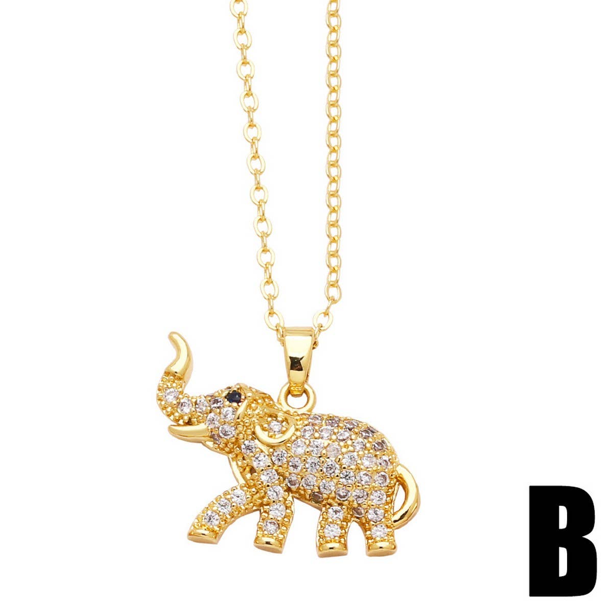 ELEPHANT GOLD PLATEDPENDANT NECKLACE INLAID ZIRCON_CWAJE0901