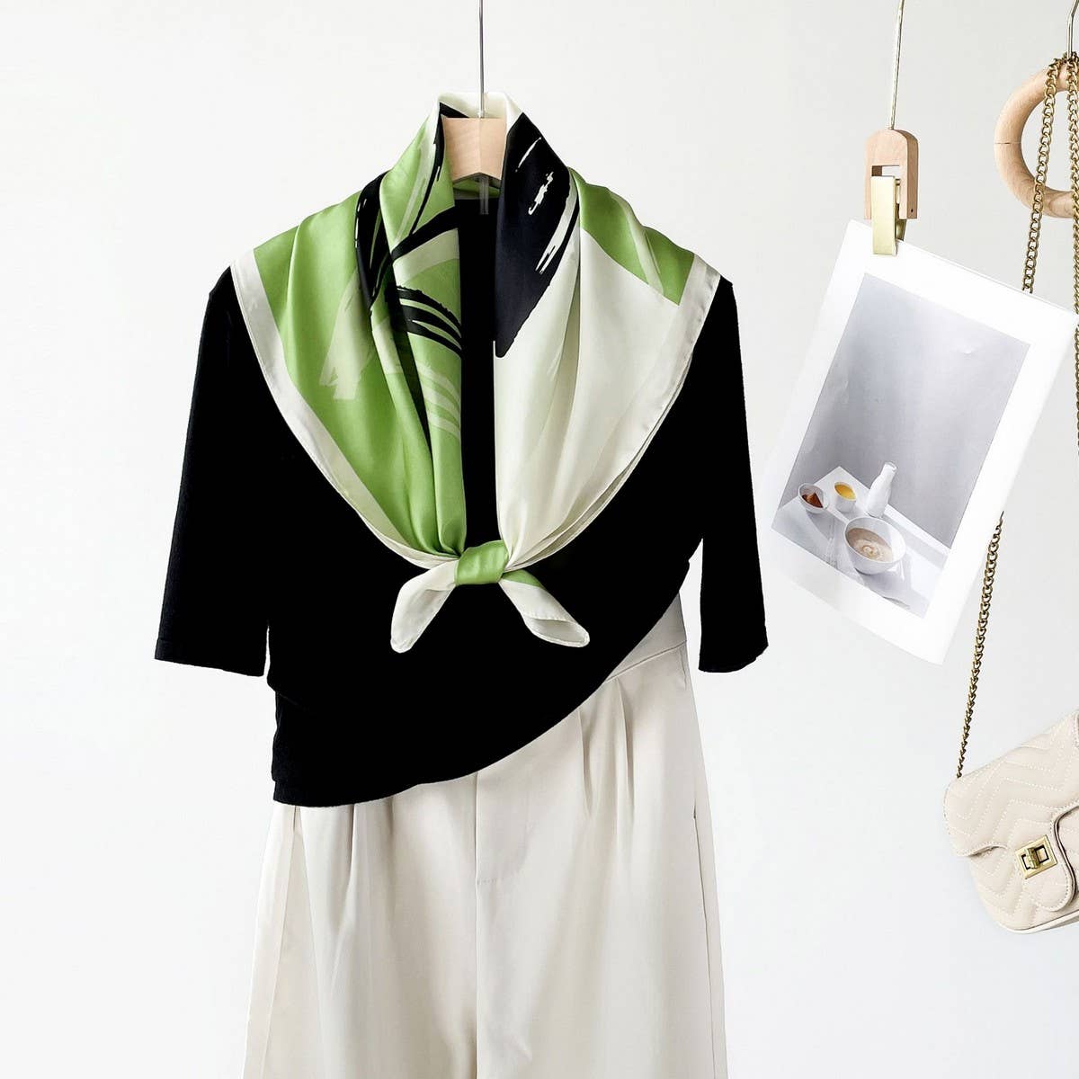 ELEGANT POLKA DOT SATIN SILK SCARF_CWASC0816