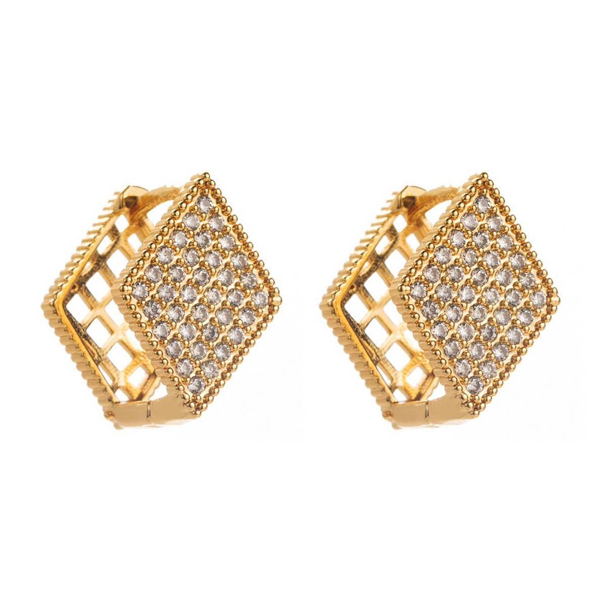 STAR DIAMOND CZ HOOP EARRINGS DUAL SIDED DESIGN_CWMM8514