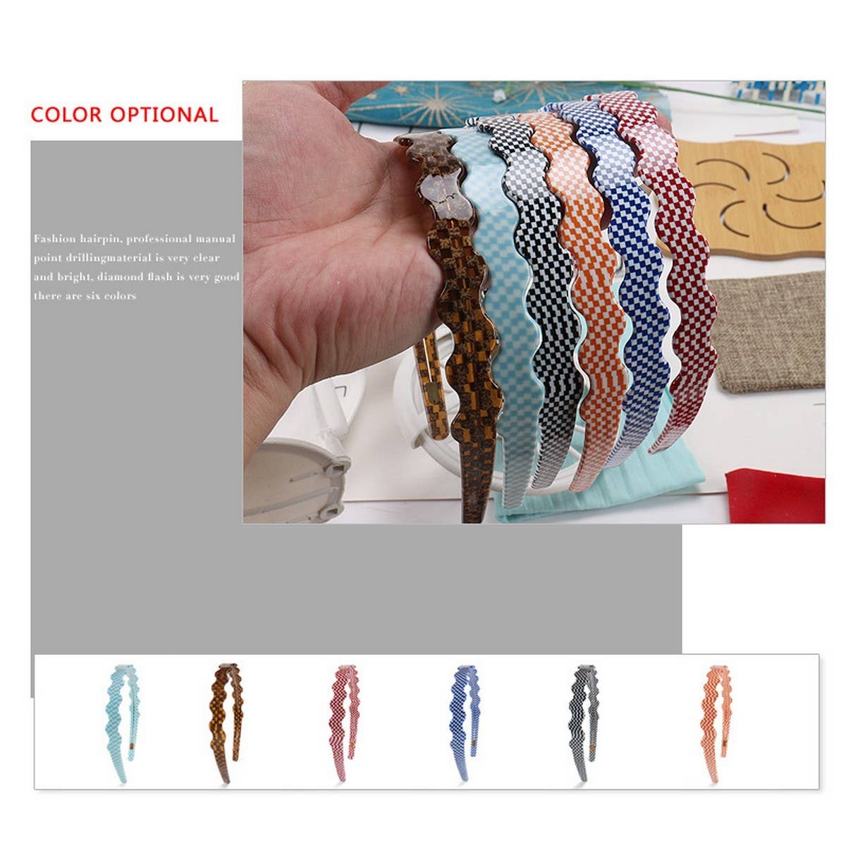 CHECKERBOARD HEADBAND WIDE WAVY HEADBAND_CWAHA4379