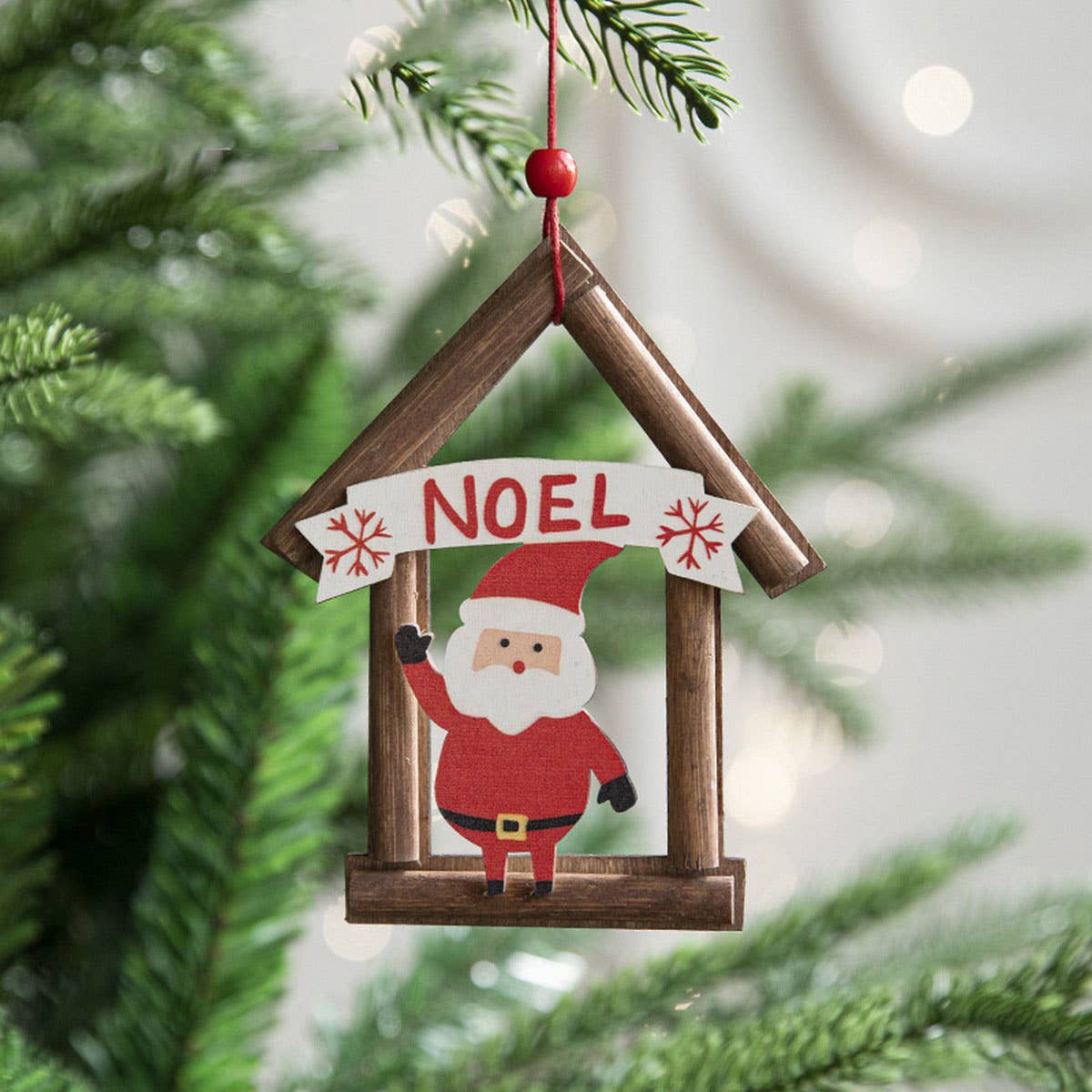 Wooden House Christmas Tree Hanging Ornament_Cwmm9778