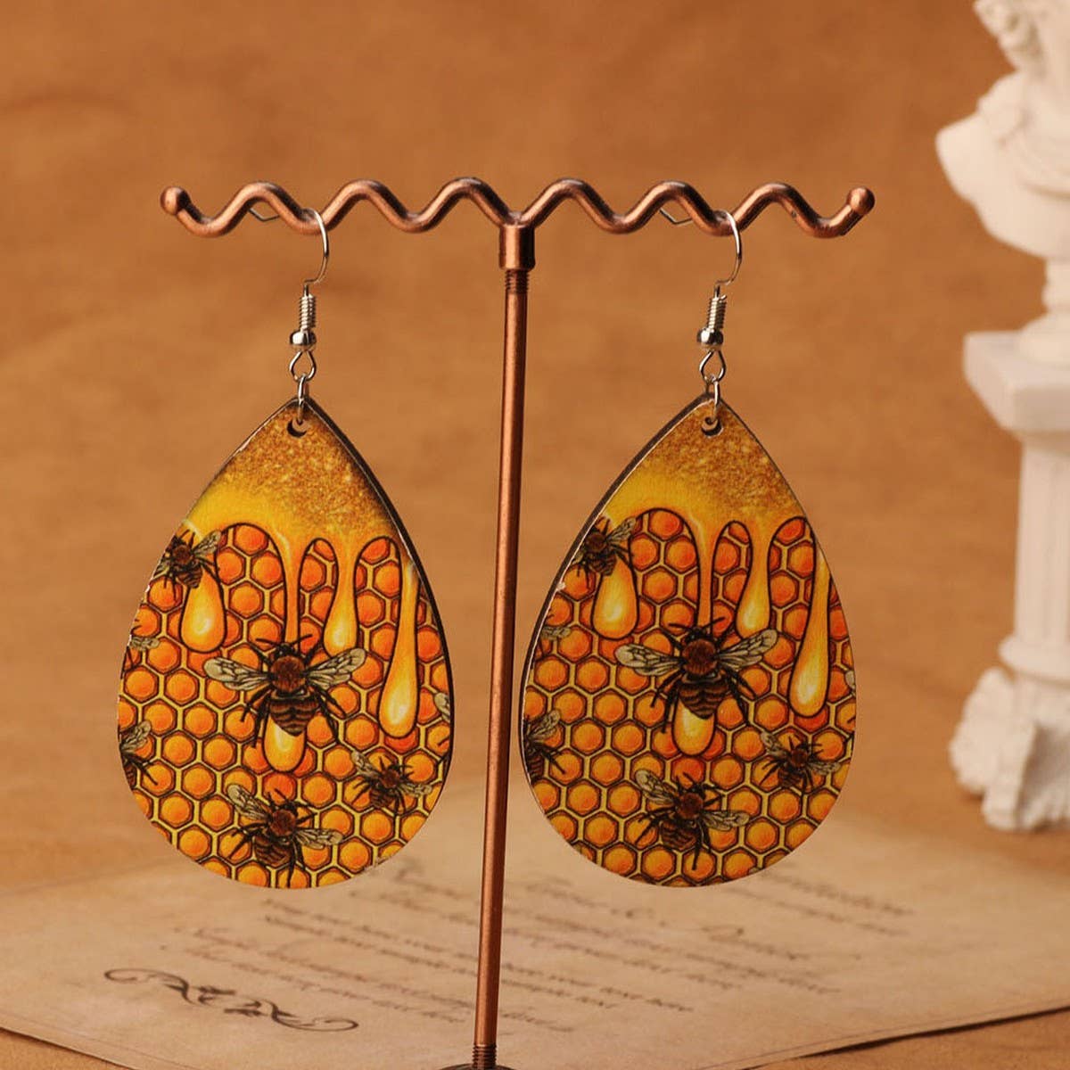 NEW FASHIONABLE WOODEN WATER DROP EARRINGS_CWAJE4002