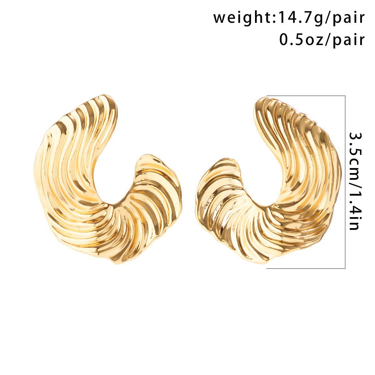 FASHIONABLE PUNK METAL STYLE GOLD EARRINGS_CWAJE1811