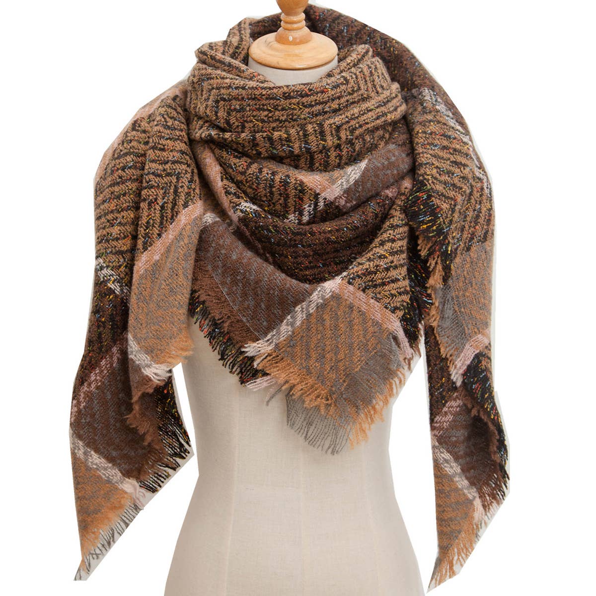 PLAID TRIANGLE SCARF FOR FALL WINTER WHOLESALE_CWASC0110