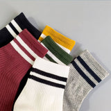 2 STRIPE COTTON MID SOCKS FOR WOMEN WHOLESALE_CWMS070