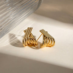 18K GOLD STAINLESS STEEL SIMPLE LINE EARRINGS_CWMM2347
