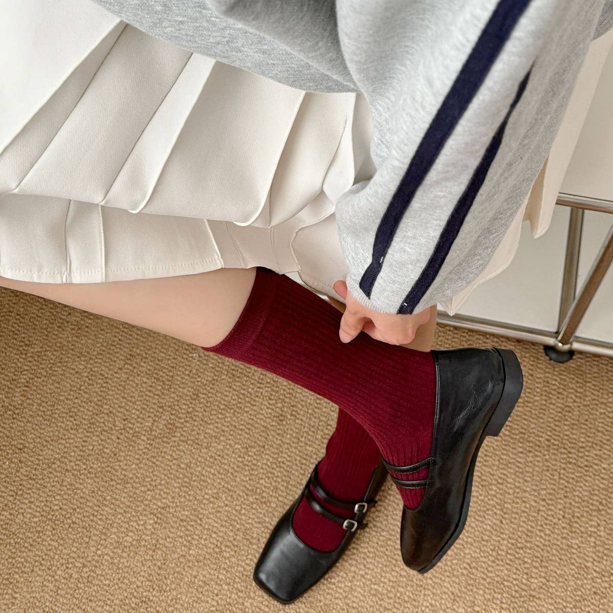 NEW COTTON VERTICAL STRIPED BONELESS PILE SOCKS_CWMS1393