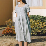 Square Neck Loose Ramie Dress