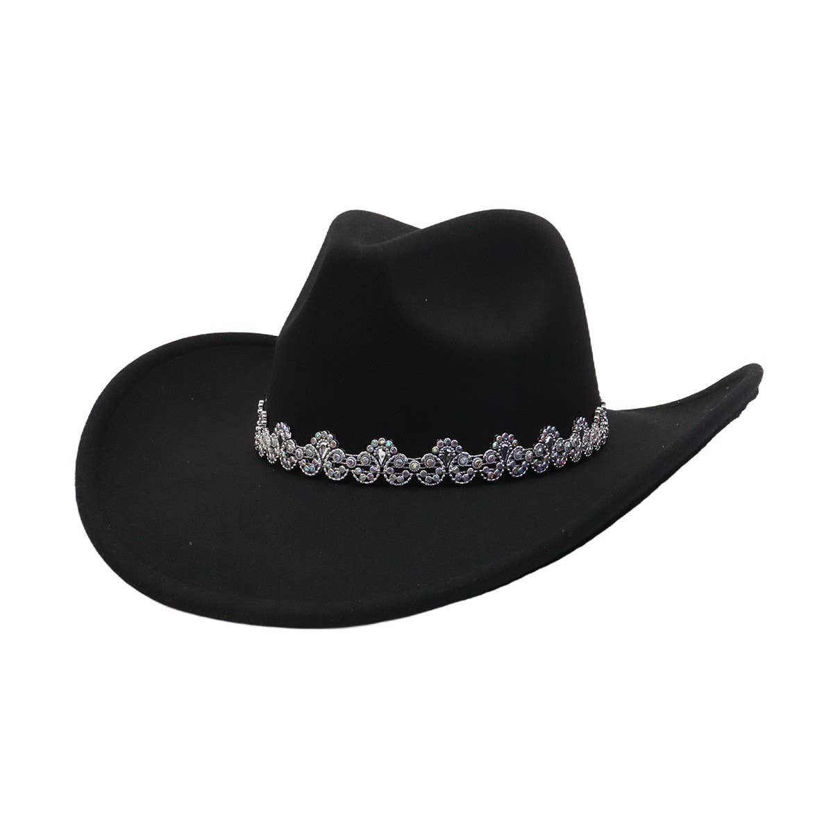 Western Rhinestone Felt Cowboy Hat For Women Men_Cwah04479