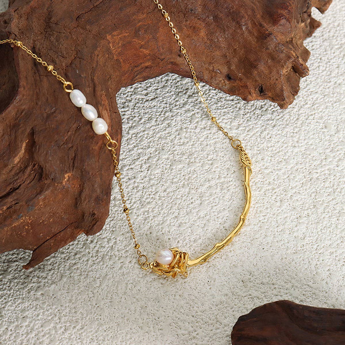 NATURAL FRESHWATER PEARL STAINLESS STEEL NECKLACE_CWAJE1095