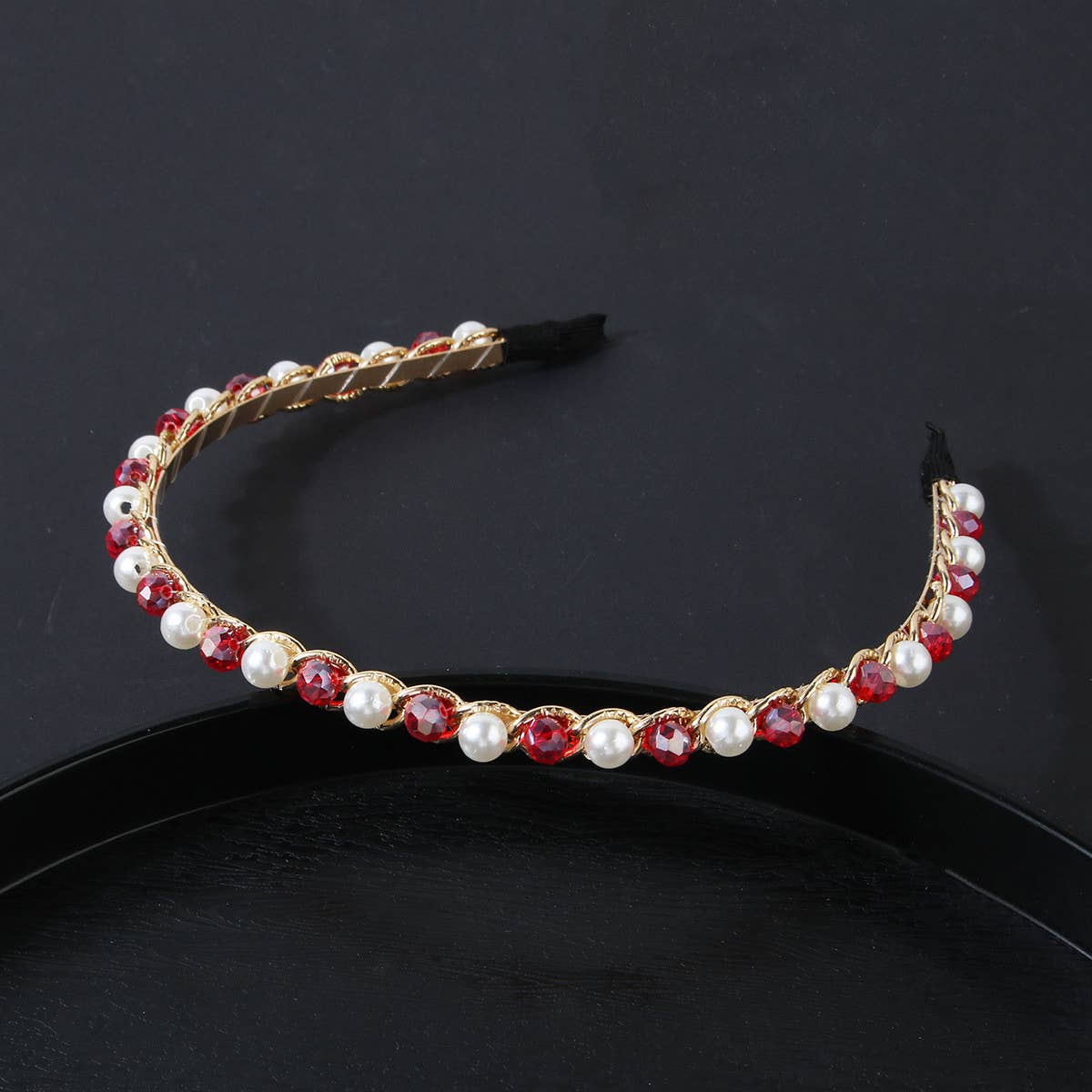 Women Simple Crystal Pearl Hairband_Cwaha0474