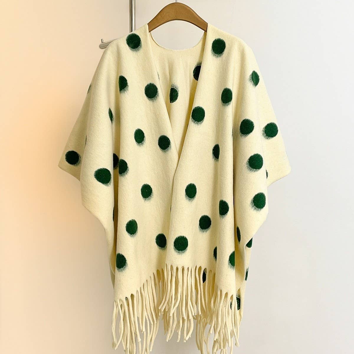 Polka Dot Tassel Shawl Women Vintage Wintercape_Cwocasl00092