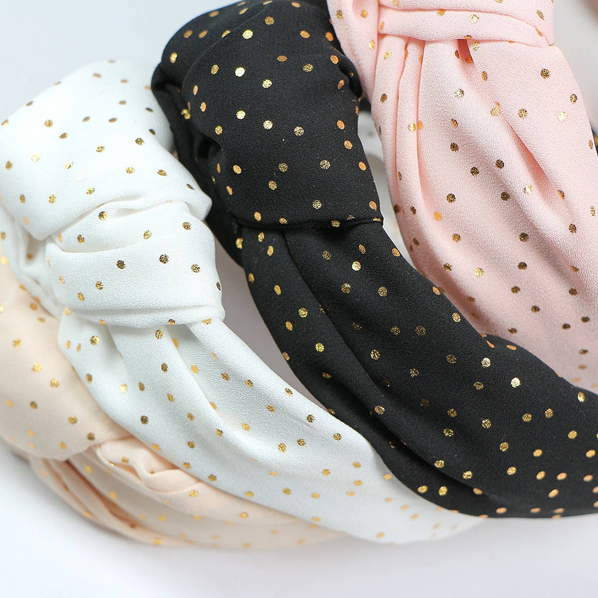 NEW POLKA DOT KNOTTED WIDE BRIMMED HEADBAND_CWAHA0988