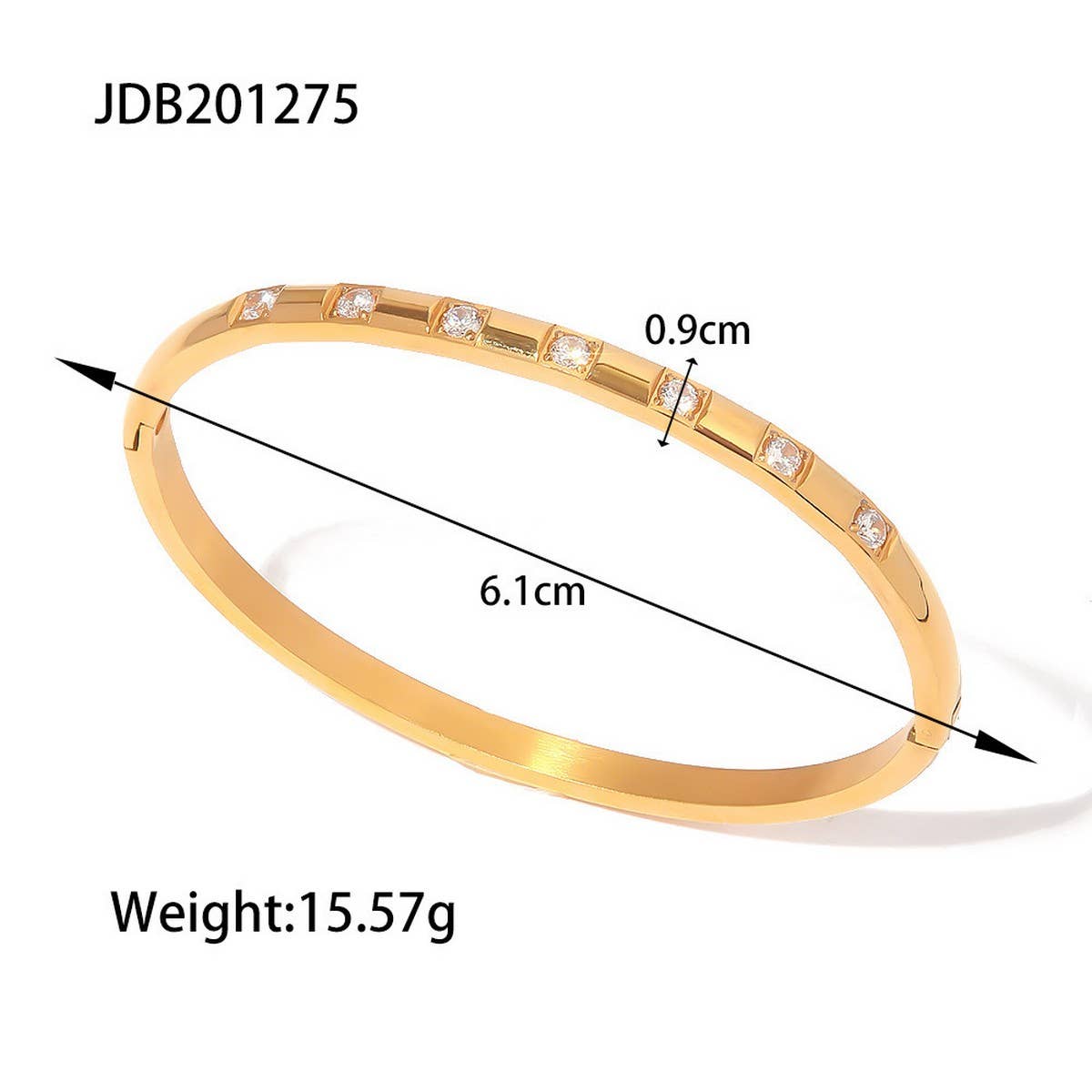 18K GOLD WHITE ZIRCON ROUND BANGLE ELEGANT STYLE_CWAJE4694