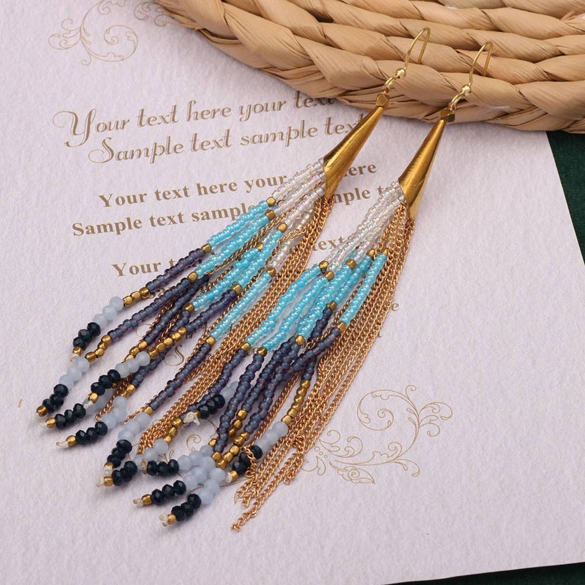 HIGH GRADE NATURAL STONE WOVEN COLORFUL EARRINGS_CWAJE3983