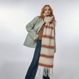 RETRO STRIPE FLEECE SCARF WINTER WARMTH_CWASC2314