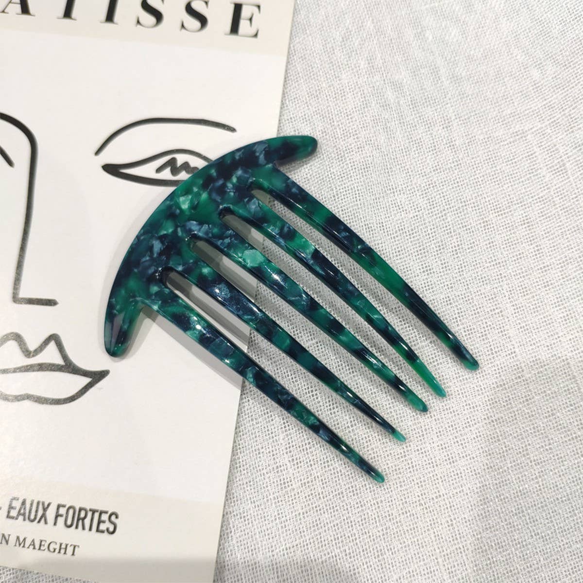 4 0 THICK PLATE FIVE TOOTH COMB ACETATE HAIRPIN_CWAHA4231