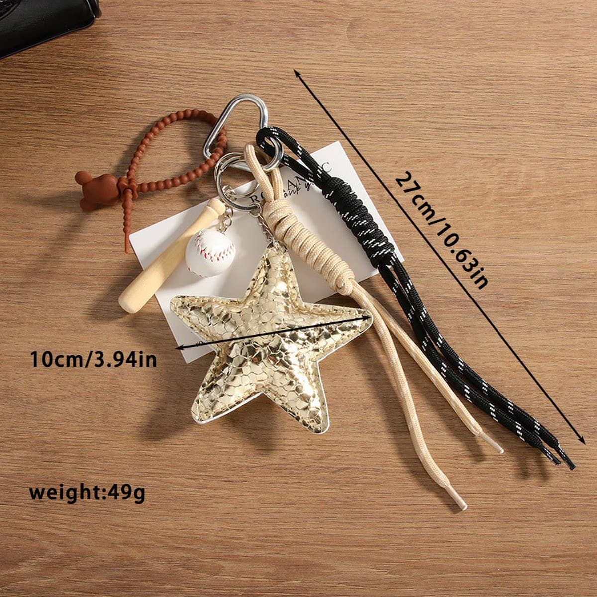 PU STAR BASEBALL CHARM BRAIDED BAG PHONE STRAP_CWMM7553