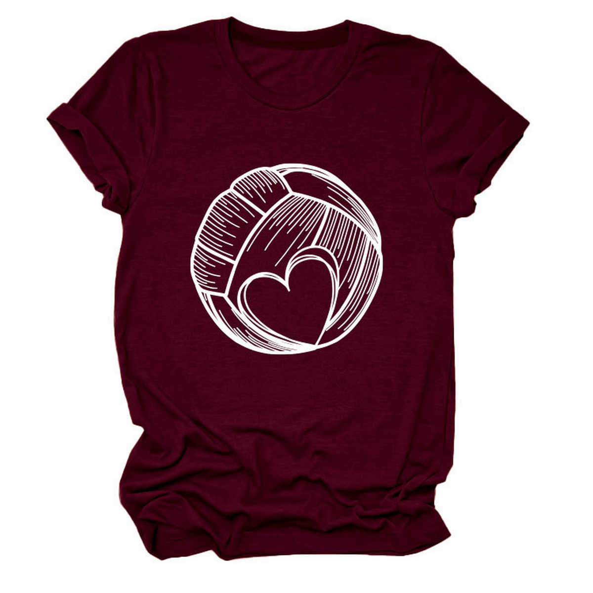 LOVE FOOTBALL T SHIRT CASUAL PLUS SIZE TOP_CWTTSL0509