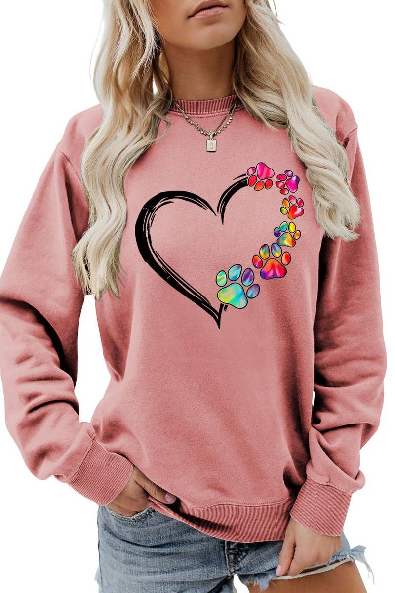 Valentine Day Rainbow Print Pullover_Cwtstl0985