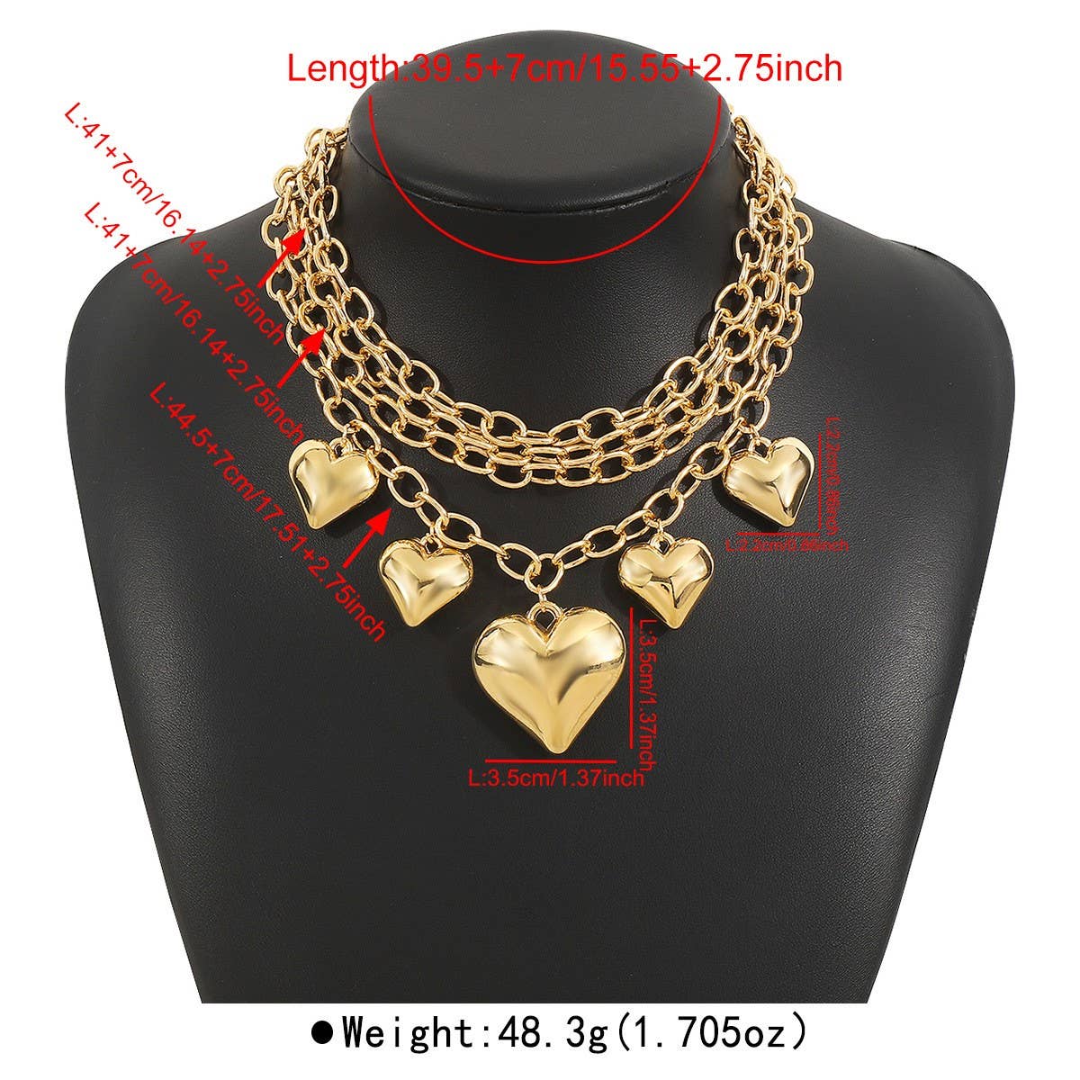 METAL STYLE PERSONALIZED HEART PENDANT NECKLACE_CWMM3136