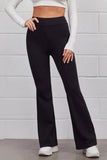 Solid color high-waisted slim-fit pants_cwblp1080