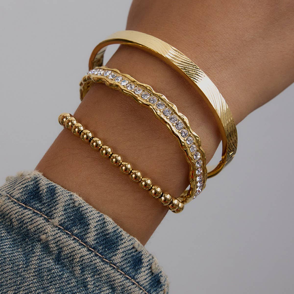 Titanium Zircon Open Bangle, No Fade, Luxury