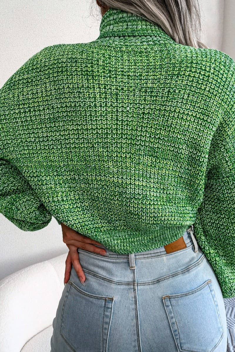 Women Loose Fit Cable Knitted High Neck Sweater_Cwoswl0460