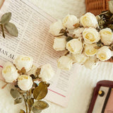 FAUX 5 HEAD WITHERED ROSE WITH BURNT EDGE LOOK_CWMM6589