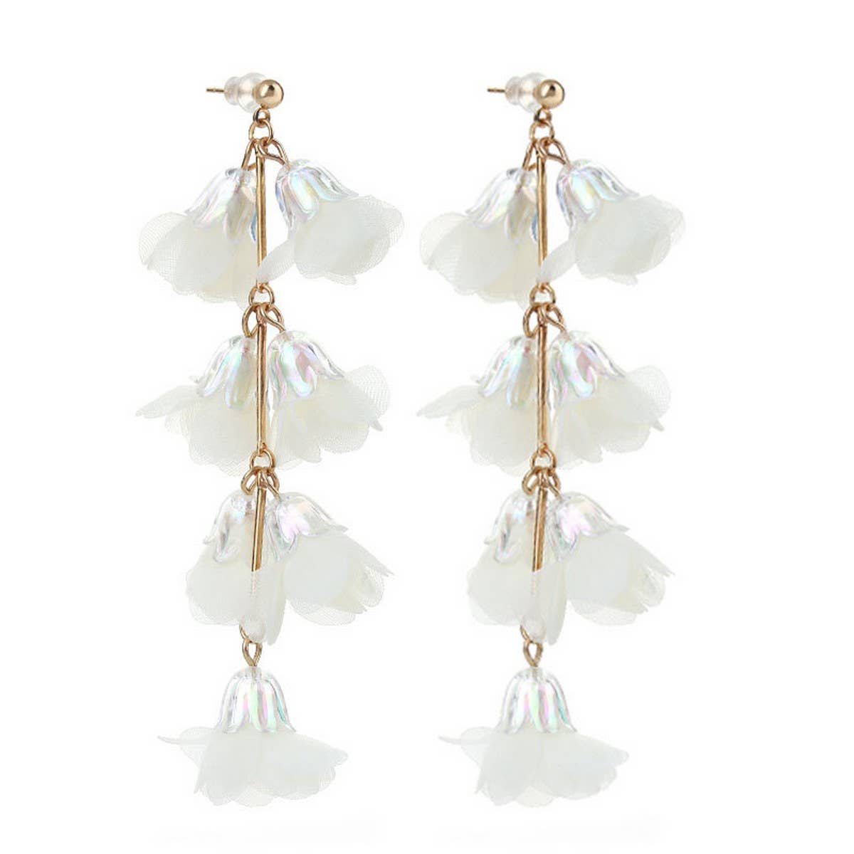 CRYSTAL FLOWER TASSEL EARRINGS ELEGANT LONG DROPS_CWMM6170