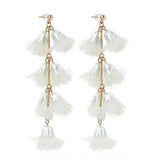 CRYSTAL FLOWER TASSEL EARRINGS ELEGANT LONG DROPS_CWMM6170