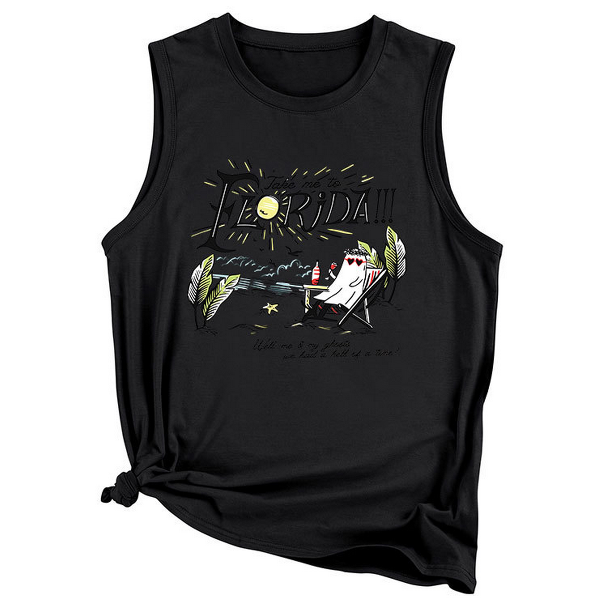 Trendy Loose Fit Tank, Funny Print For Women