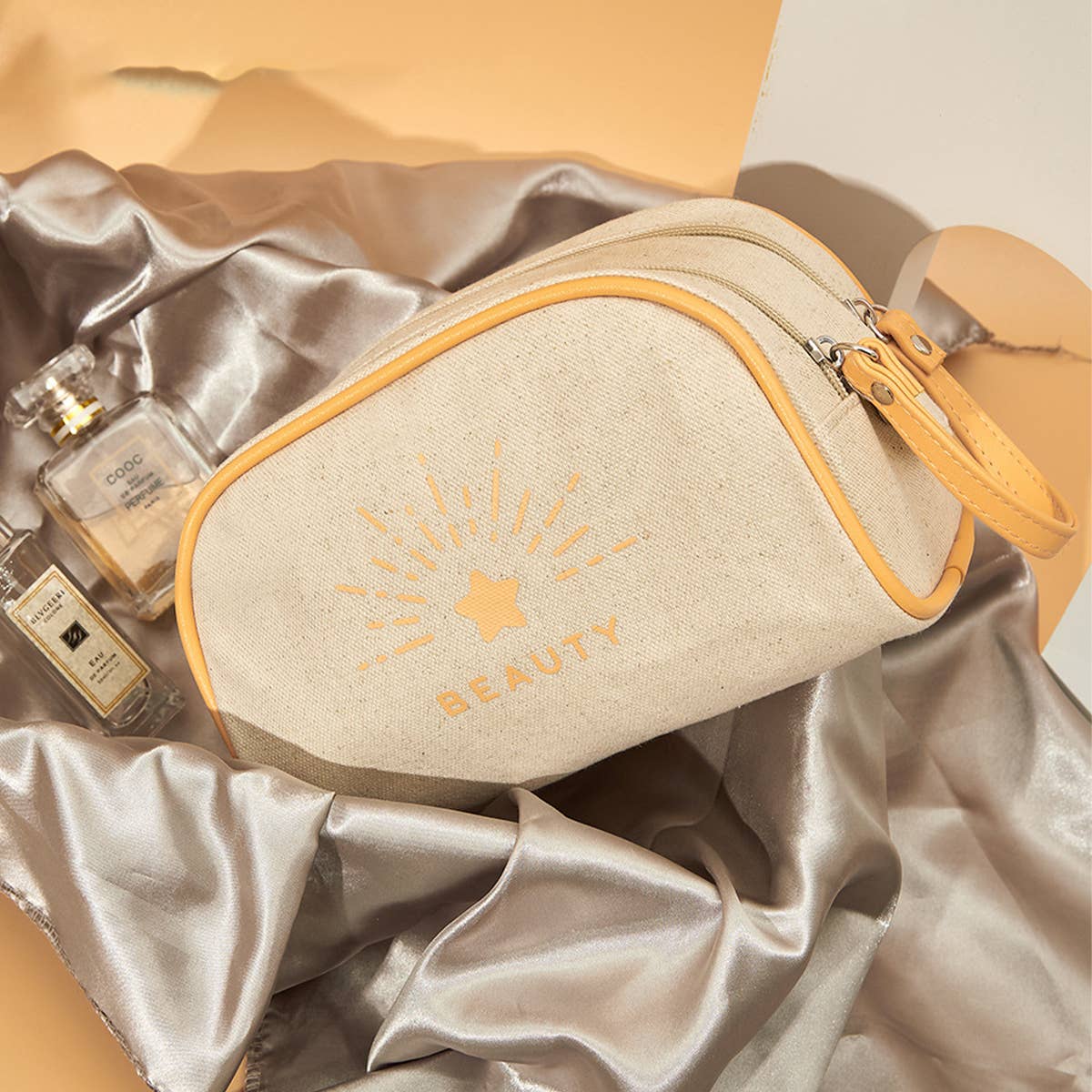 PORTABLE CANVAS WASH AND ORGANIZE BAG MAKEUP BAG_CWAB1454